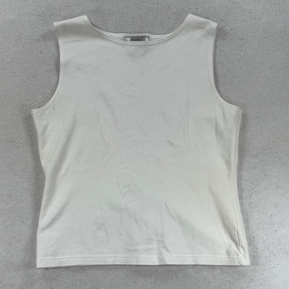 Project‎ Womens XL White Cotton Blend Sleeveless Scoop Neck Tank Top